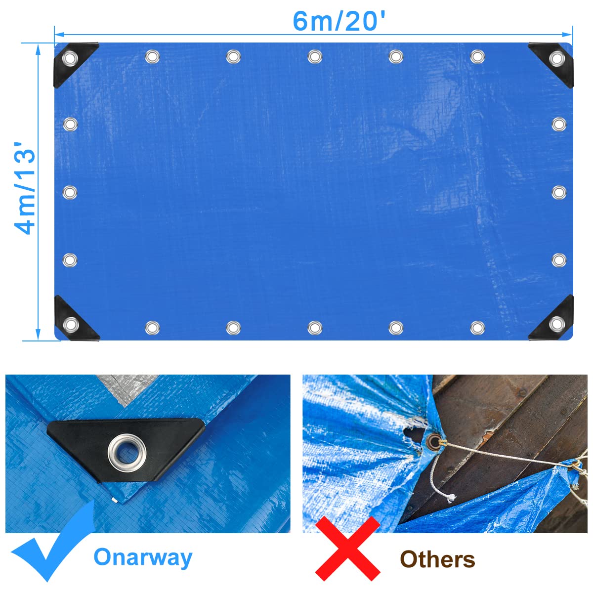 4 x 6m Tarpaulin Waterproof Heavy Duty for Outdoor 110GSM UV/Tear Resistant | Thick PE Tarp Sheet Cover with Reinforced Grommets Multipurpose for Garden Furniture & Camping Ground