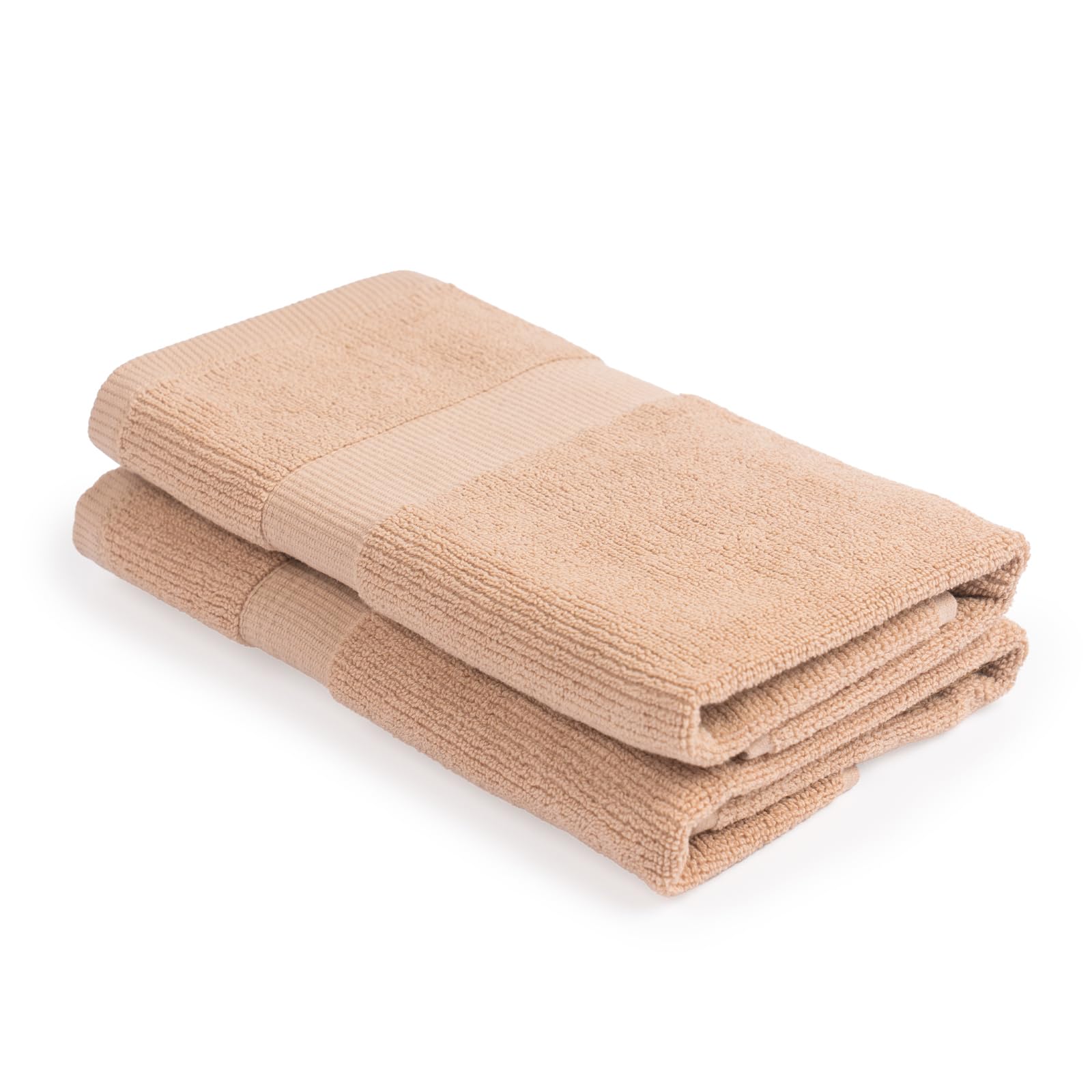 Whisp Hand Towel Set of 2 | 100% Combed Cotton | 550 GSM Soft, Absorbent, Quick-Dry Towels | Home, Gym & Travel | 41 x 71 cm | Beige-image-4