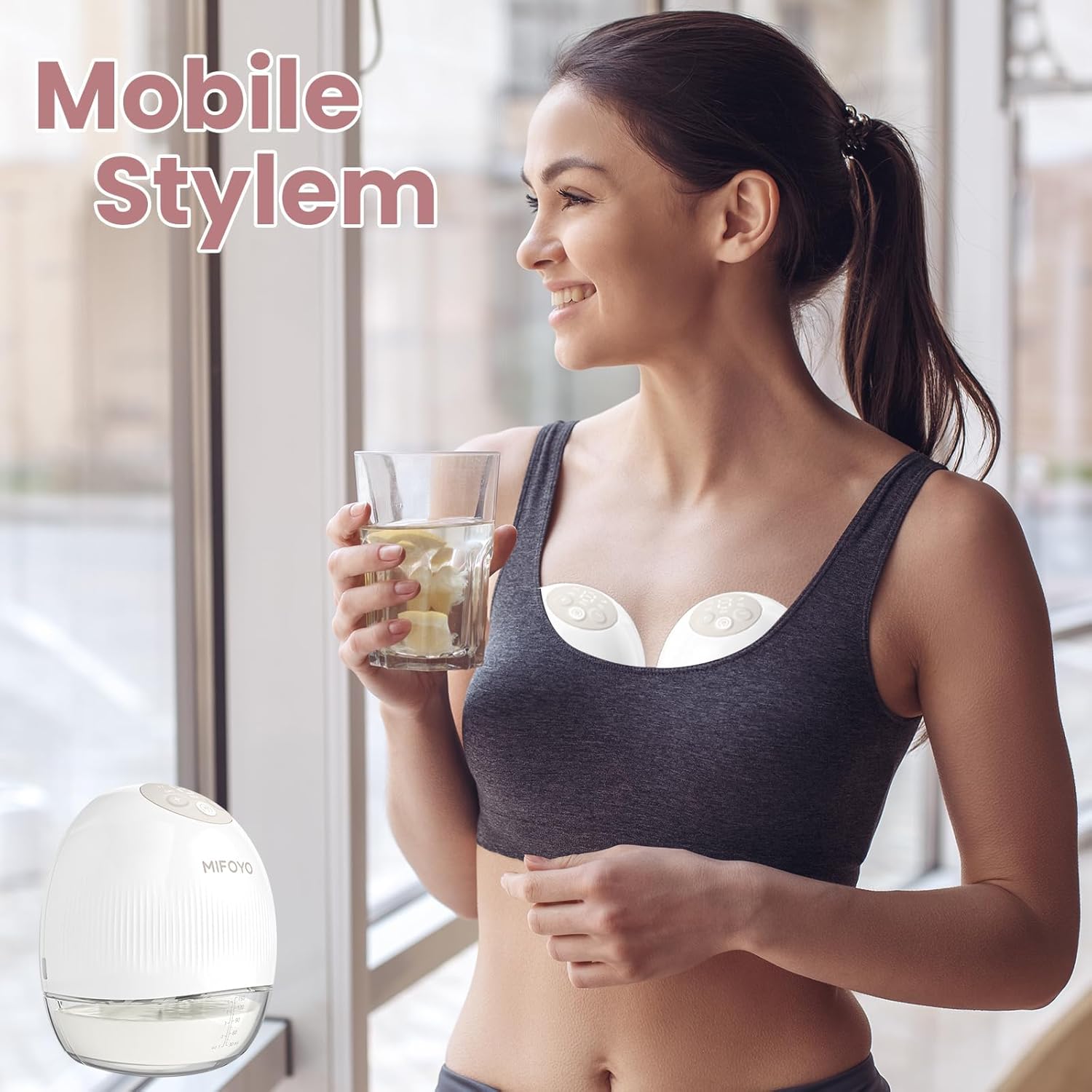 Hands Free Breast Pump, Wearable Electric Breastfeeding Pump with 4 Modes & 9 Suction Levels, LED Display & Rechargeable Battery Low Noise for Moms, Baby-Like Comfort, 24mm, 2-Pack