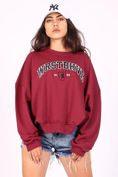 Madmext Kadın Sweatshirt, Bordo, S Beden