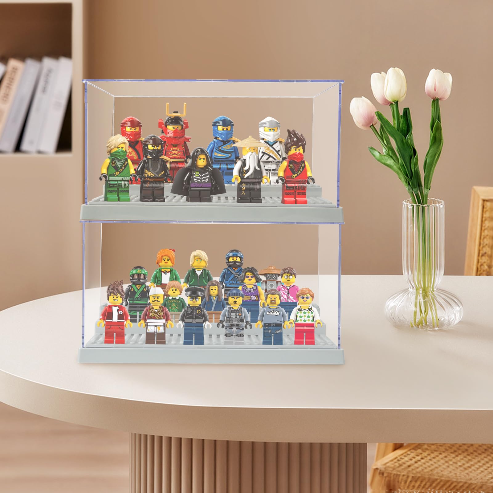 witryna akrylowa, 3-warstwowa, mini figurki, do minifigurek, eksponowania kurzu, baza do minifigurek, cegły, bloków, figurki akcji, bloki do przechowywania (B)