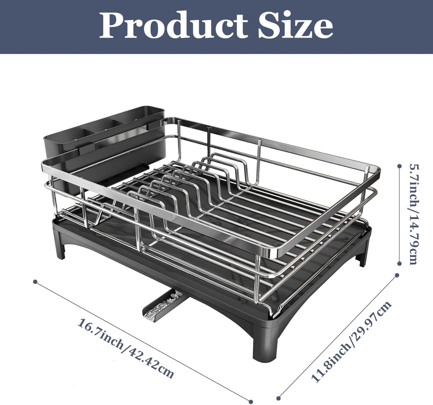 Dish Drying Rack Dish Drying Rack Drainers for Kitchen Counter, Stainless Steel Large Capacity Drainer and Utensil Holder for Kitchen
