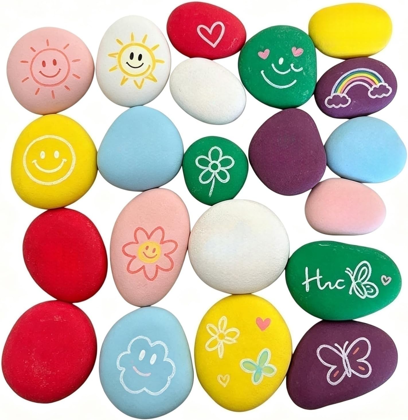 Lifetop 21PCS Painting Rocks,2"-3" Pre-Colored Smooth & Flat Rocks for Kindness Rocks,DIY Crafts,Holiday Decor, Classroom Art Supplies, Garden Landscaping, Planters, Vase Fillers