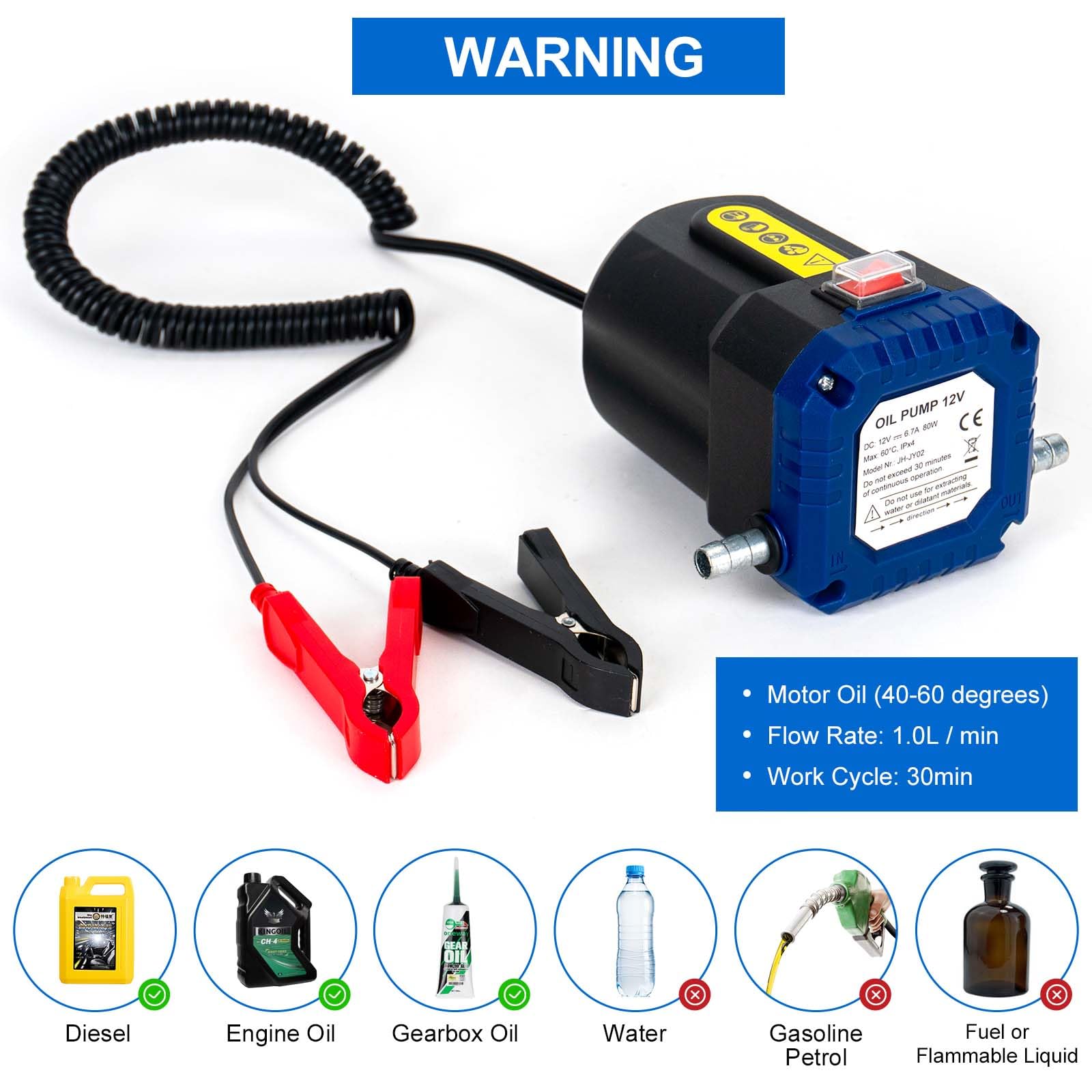 Estrattore di Pompa per Cambio Olio 12V 80W Pompa per Il Trasferimento di Aspirazione con Tubo