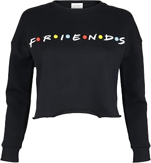 Popgear Friends Text Logo Cropped Sweatshirt, Girls, 7-15 Years, Black, Official Merchandise