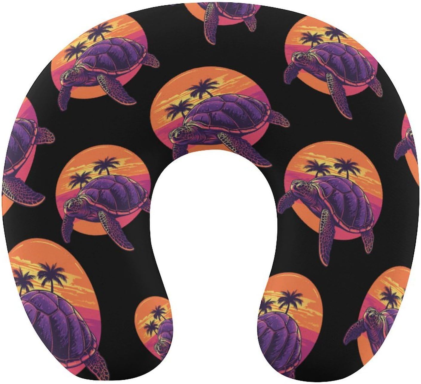 Sea Turtle Sunset Palm Trees Memory Foam Pillows U Shaped Travel Neck Pillow