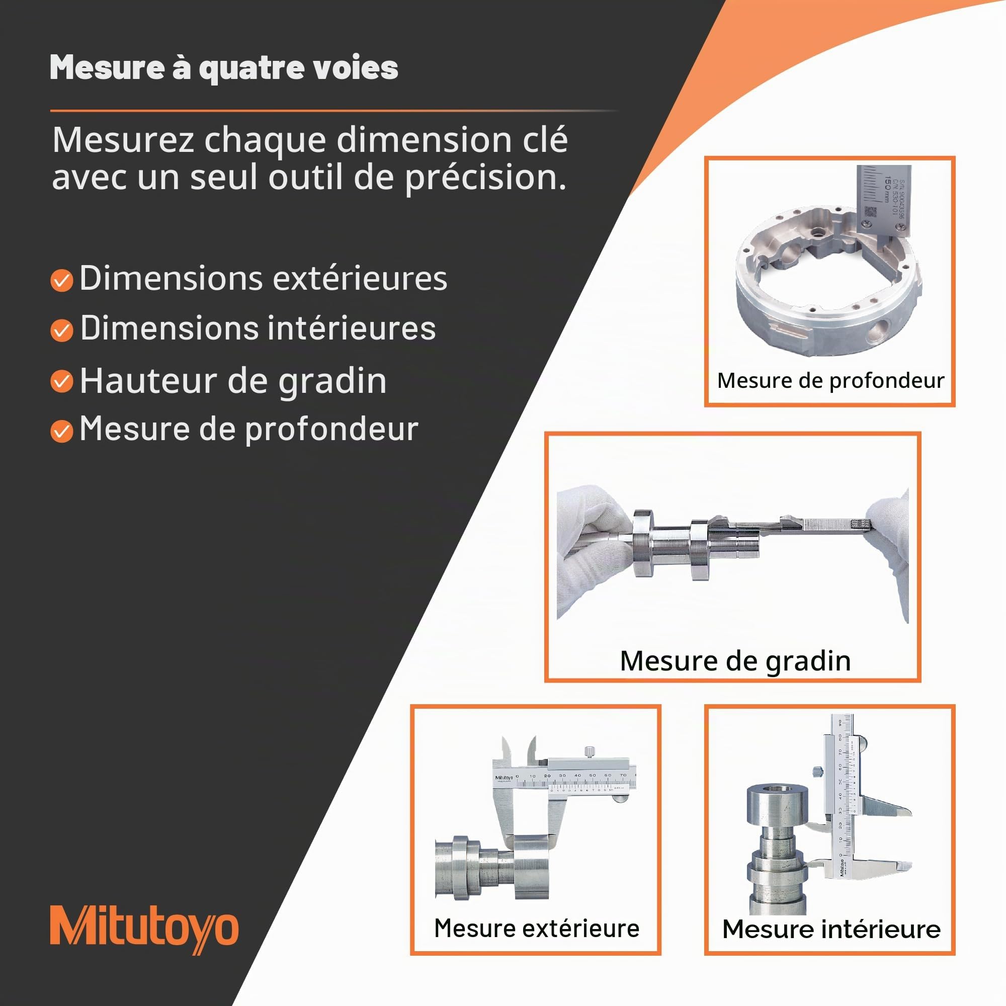 Mitutoyo 500-205-30 Pied à coulisse ABS AOS CD-30DAX, 0-300 mm | 0,01 mm, origine mémorisée, sortie de données