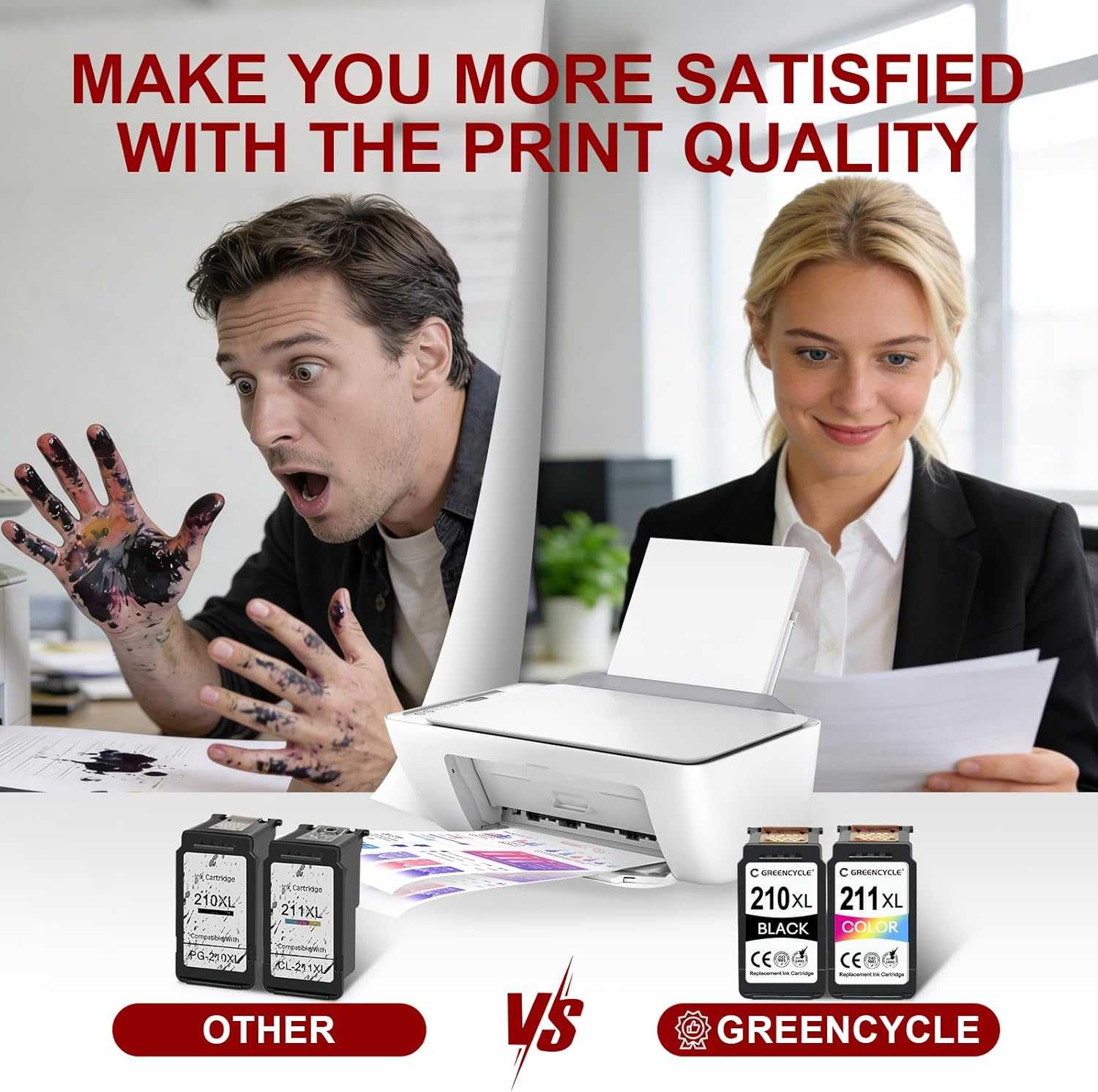 210XL 211XL Combo Pack Ink Cartridges Replacement for Canon 211XL Color 210XL Black Ink Cartridge Work for PIXMA MX410 IP2700 IP2702 MP230 MP240 MP250 MP495 MX340 Printer(1 Black,1 Color)