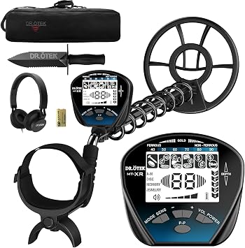 DR. TEK Metal Detector for Adults Professional, Lightweight, Pinpoint & Exclusive Memory Mode, Higher Accuracy, IP68 Waterproof Coil, Bigger Backlit LCD Display, New Advanced DSP Chip, Blue