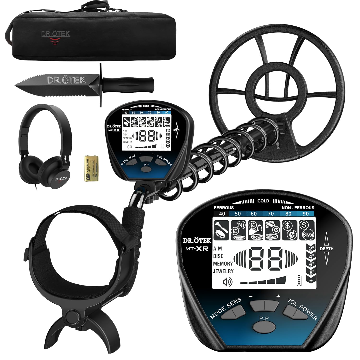 DR.ÖTEK Metal Detector for Adults Waterproof, Professional Gold Detector Kit with Higher Accuracy, 10" IP68 Coil, 5 Modes, Backlight LCD Display, Advanced DSP Chip for Beach Underwater Hunting, Blue
