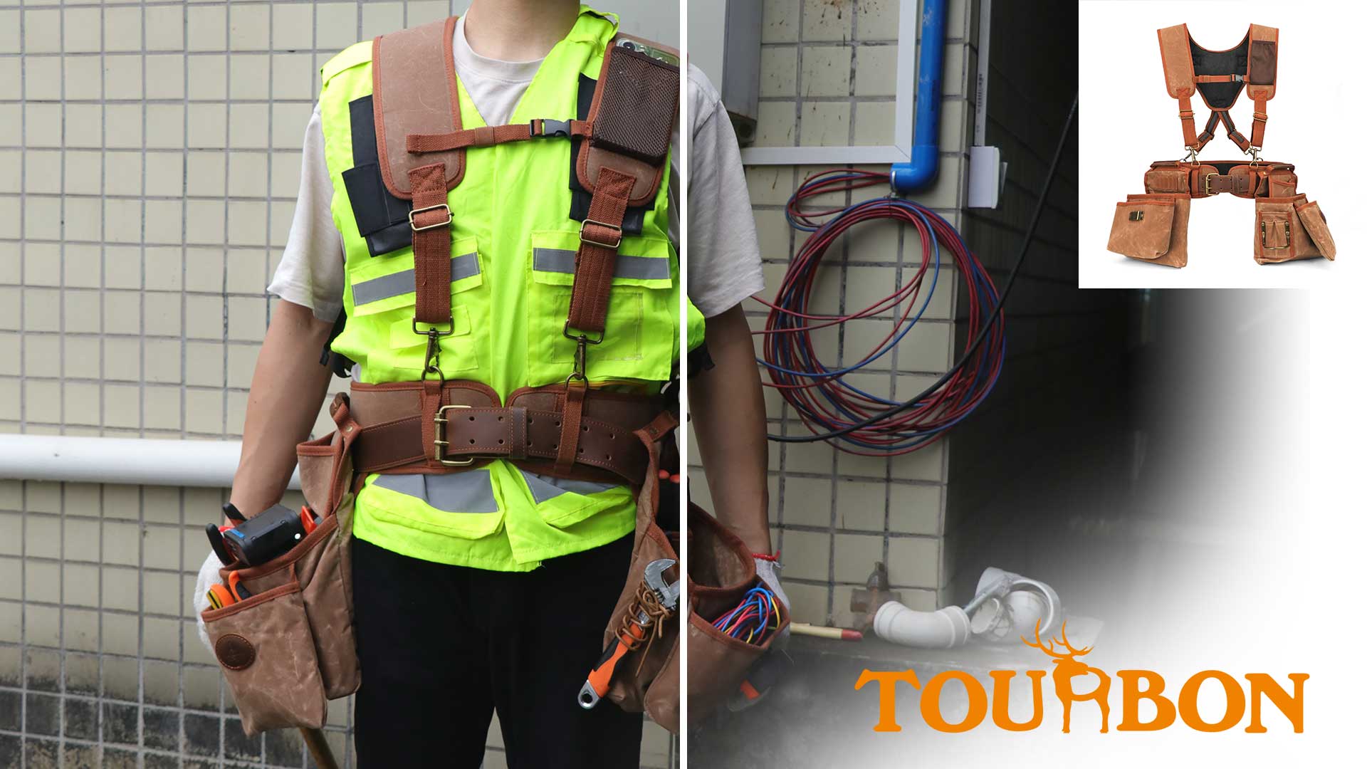 ☘️TOURBON 腰袋 3段 作業用 ウエストバッグ 電工 工具入れ ポケット Amazon | TOURBON 腰袋 3段 作業用 ウエストバッグ 電工 工具