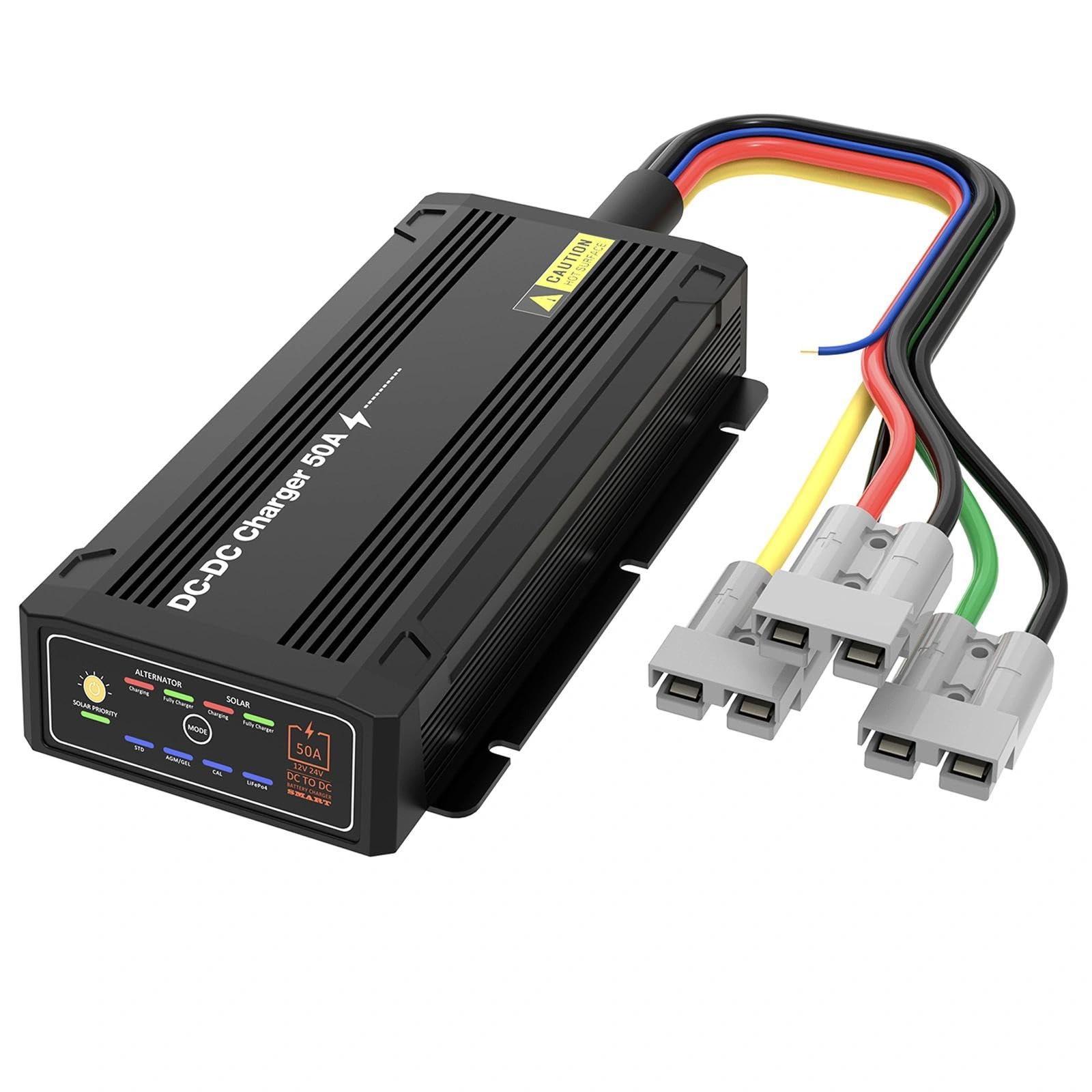 Photo 1 of venveal 12V 50A DC to DC Charger with MPPT, IP68 Waterproof Smart On-Board Battery Charger with Anderson Plug Solar and Alternator Dual Input Fits for LiFePO4, AGM, STD,Gel, Cal