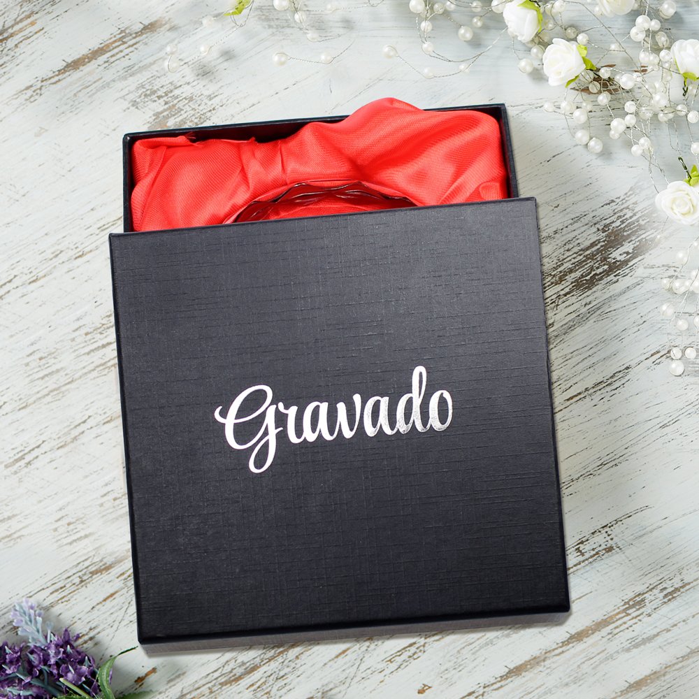 Gravado Briefbeschwerer aus Glas mit Personalisierter Kompass Gravur, Namen und Datum, Geschenkidee für Liebespaare