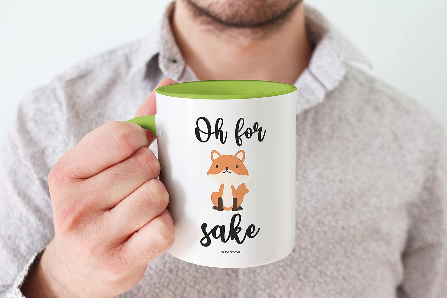 Stuff4 Oh for Fox Sake Mug 11oz Ceramic Dishwasher Safe Premium Green Handle Mugs Fox Gifts - Image 5