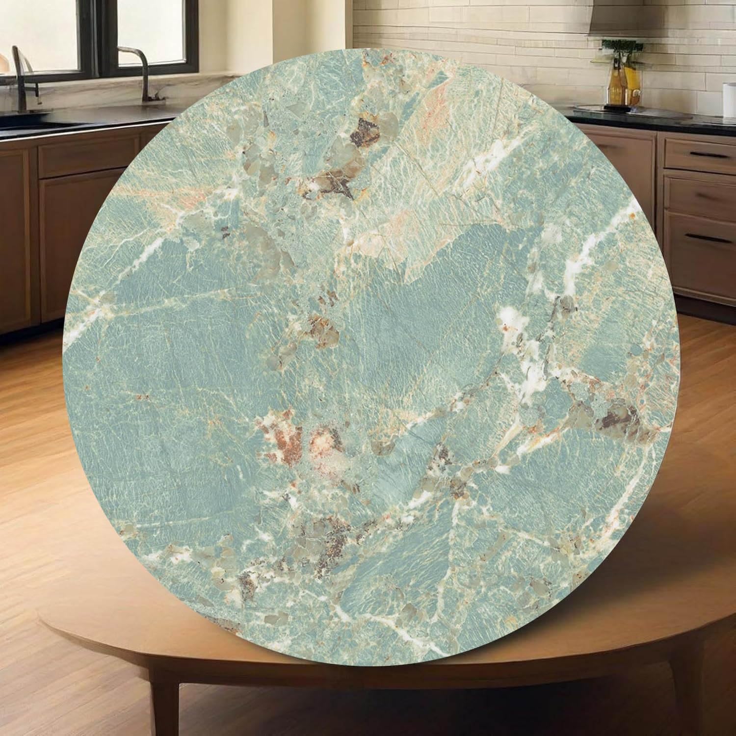 Rotondo Piatto Girevole in Ardesia, Large Lazy Susan Vassoio da Portata 60 70 80 90 100 cm, Grande Centrotavola Piatto da Portata(Glossy Green,28"/70cm)