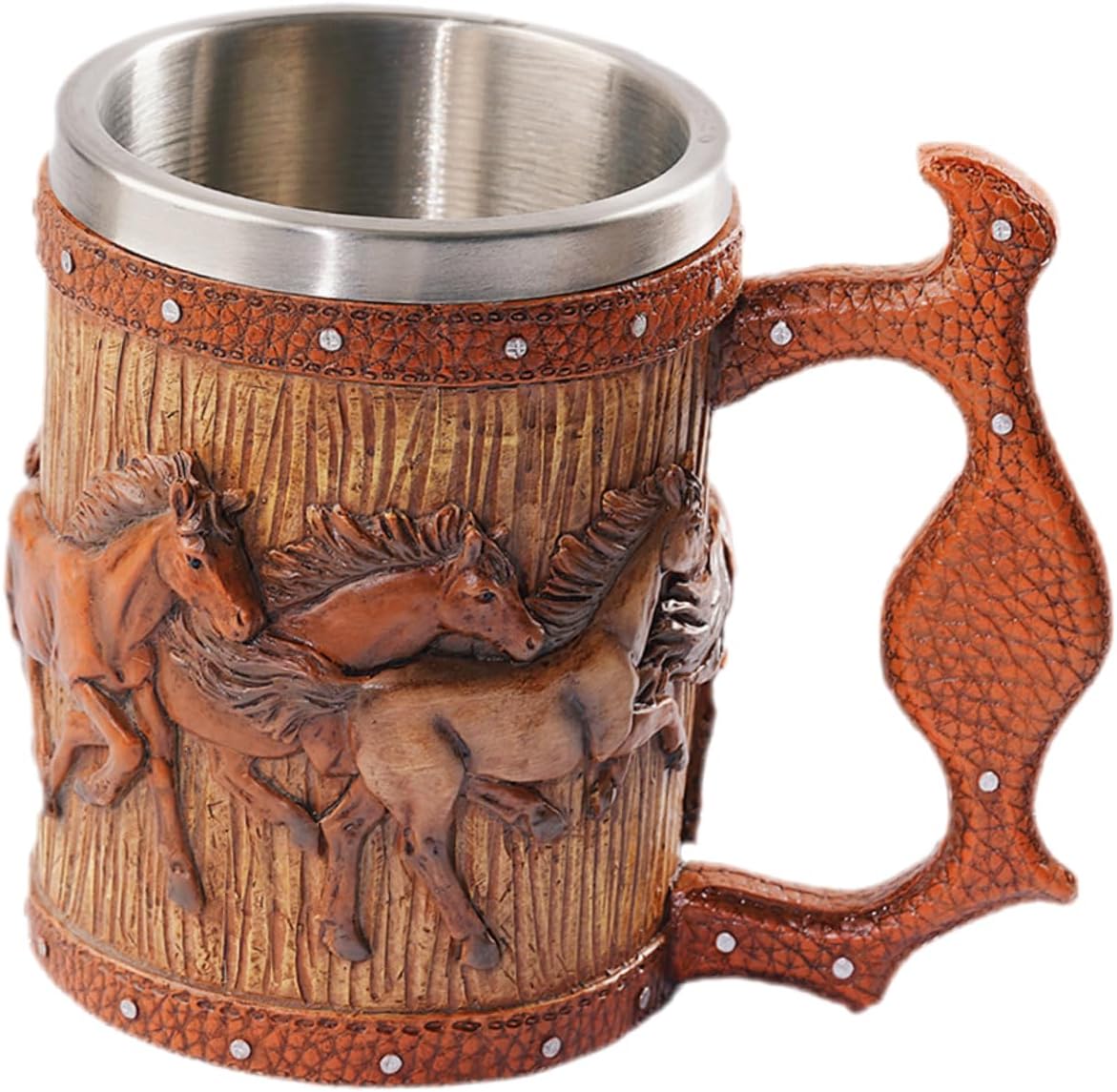 BESPORTBLE Viking Beer Mug Capacity Creative Drinking Cup Unique Horse Pattern Shatterproof Design for Bar Home and Outdoor Gatherings