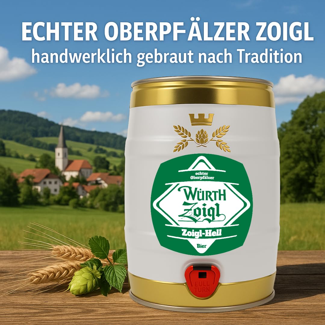 Zoigl Bier aus der Oberpfalz untergärig Partyfass 5 Liter - Brauerei Würth 5l