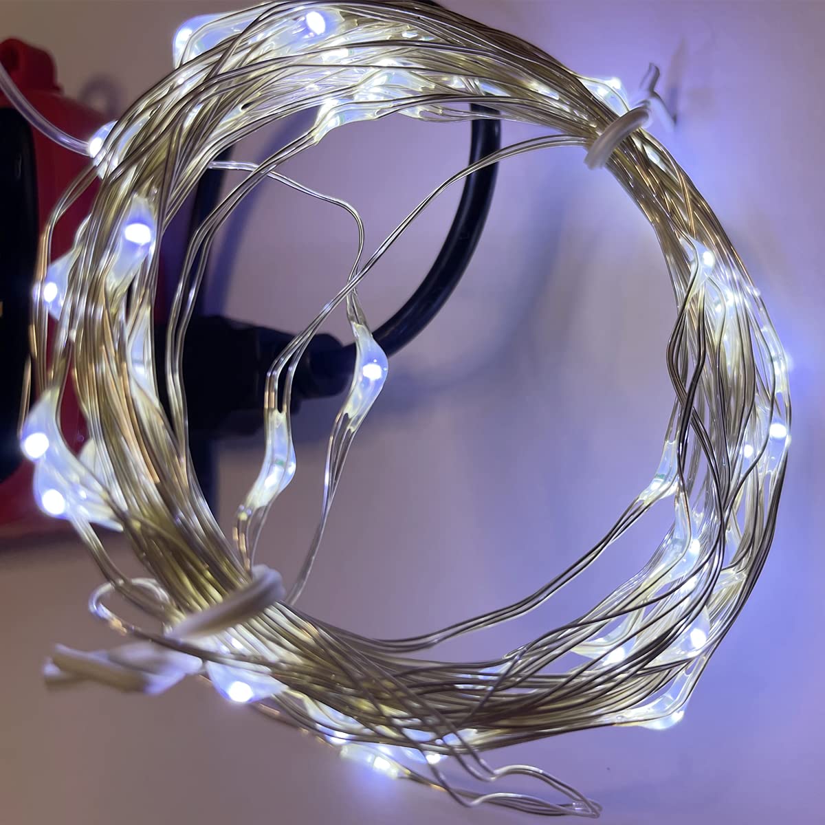 DVMRUIB 5V USB 3M/10Ft 30Leds Ultra Thin Silver Wire Decorative String Light (Cold White)