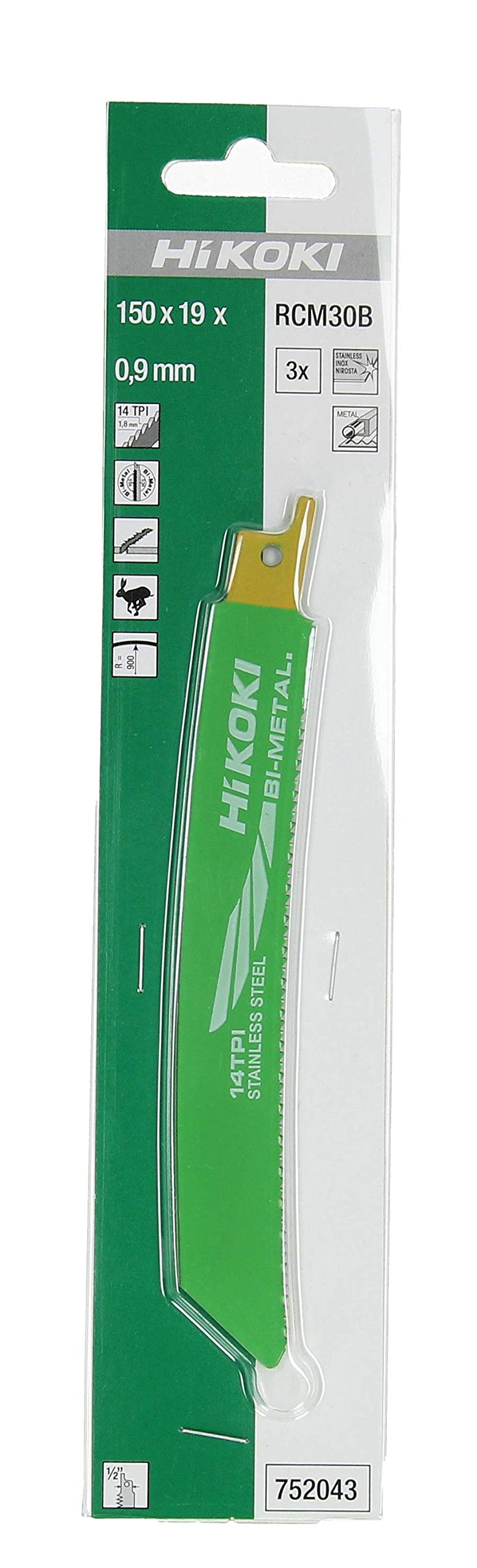 Lame scie sabre inox HIKOKI 752043 bimmétal 14 TPI 150mm pour coupe de métal