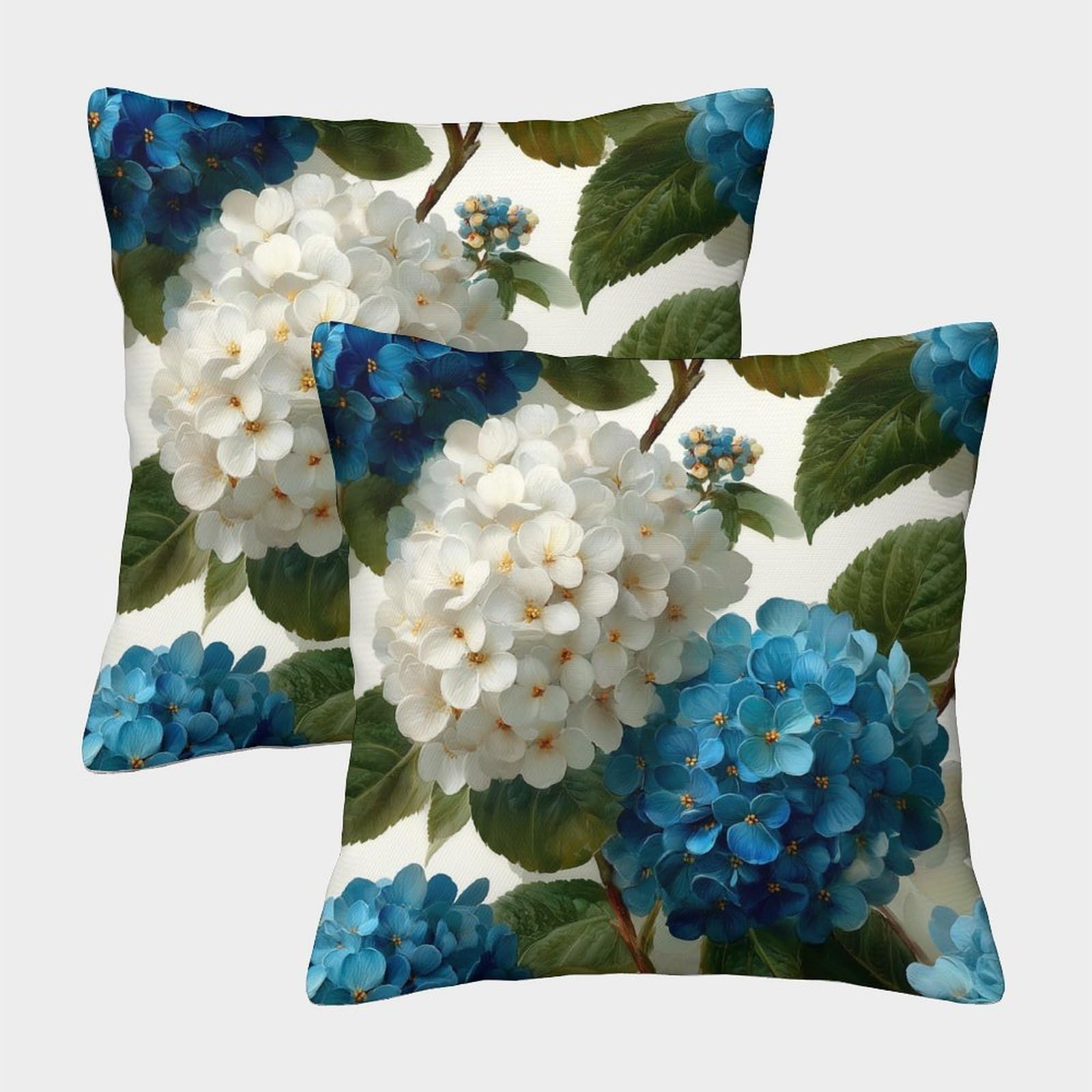 kaiyun 2 Pack Watercolor Hydrangea 3D Image Printed Single-sided Cushion Cover 45x45cm