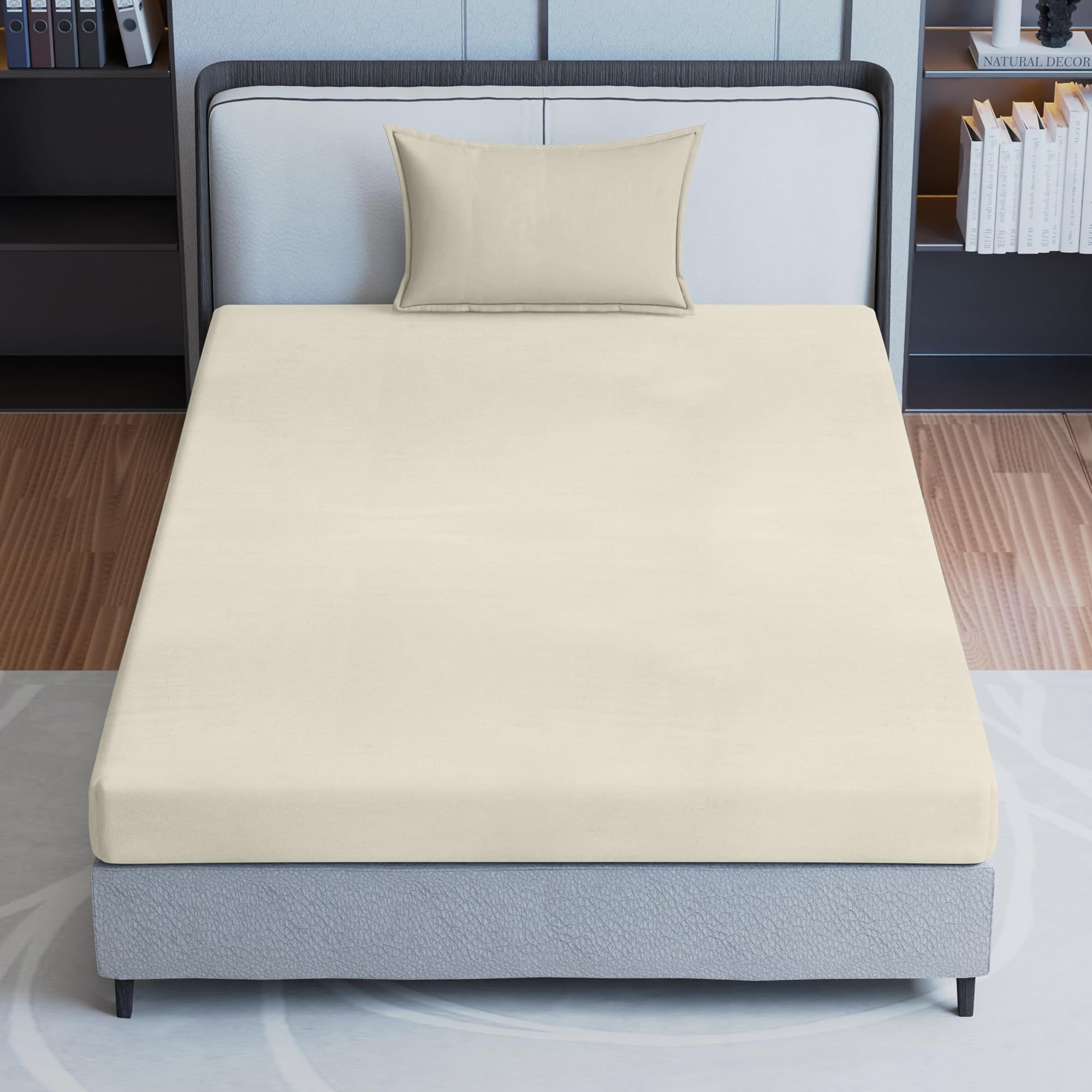 Pro Linen Premium Sheen Plain Satin Pure Cotton 300Tc, 2Pc Bedding Set, Single Standard Size 230x135 Cm, Pearl, (1 Bed Sheet + 1 Pillow Cover) (B0CNZJQLKQ) Amazon Price History, Amazon Price Tracker