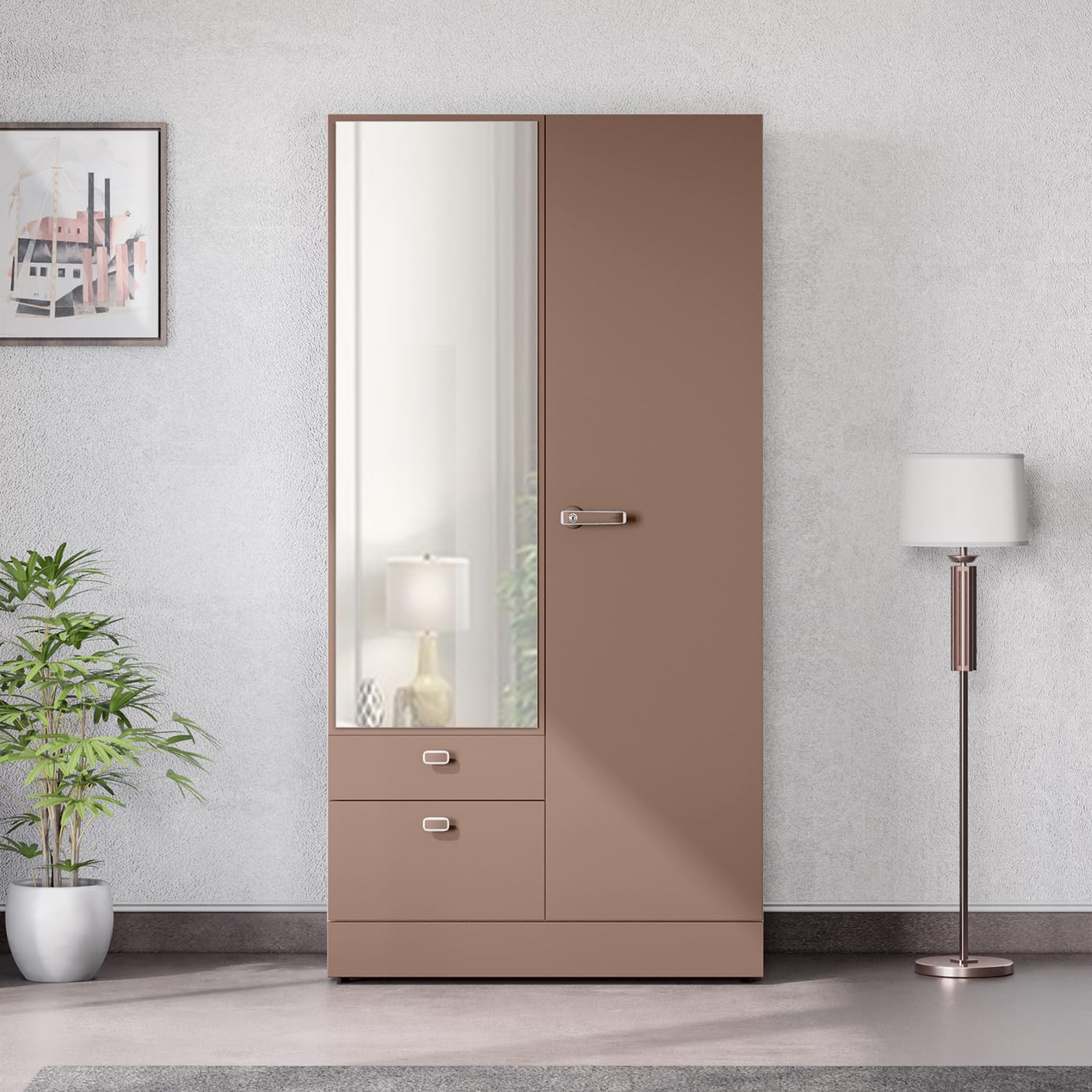 Interio by Godrej Auraline® Women Premium 2-Door Steel Almirah with Mirror (Chocolate Mousse), 1-Year Warranty, 4 Drawers-picture-29