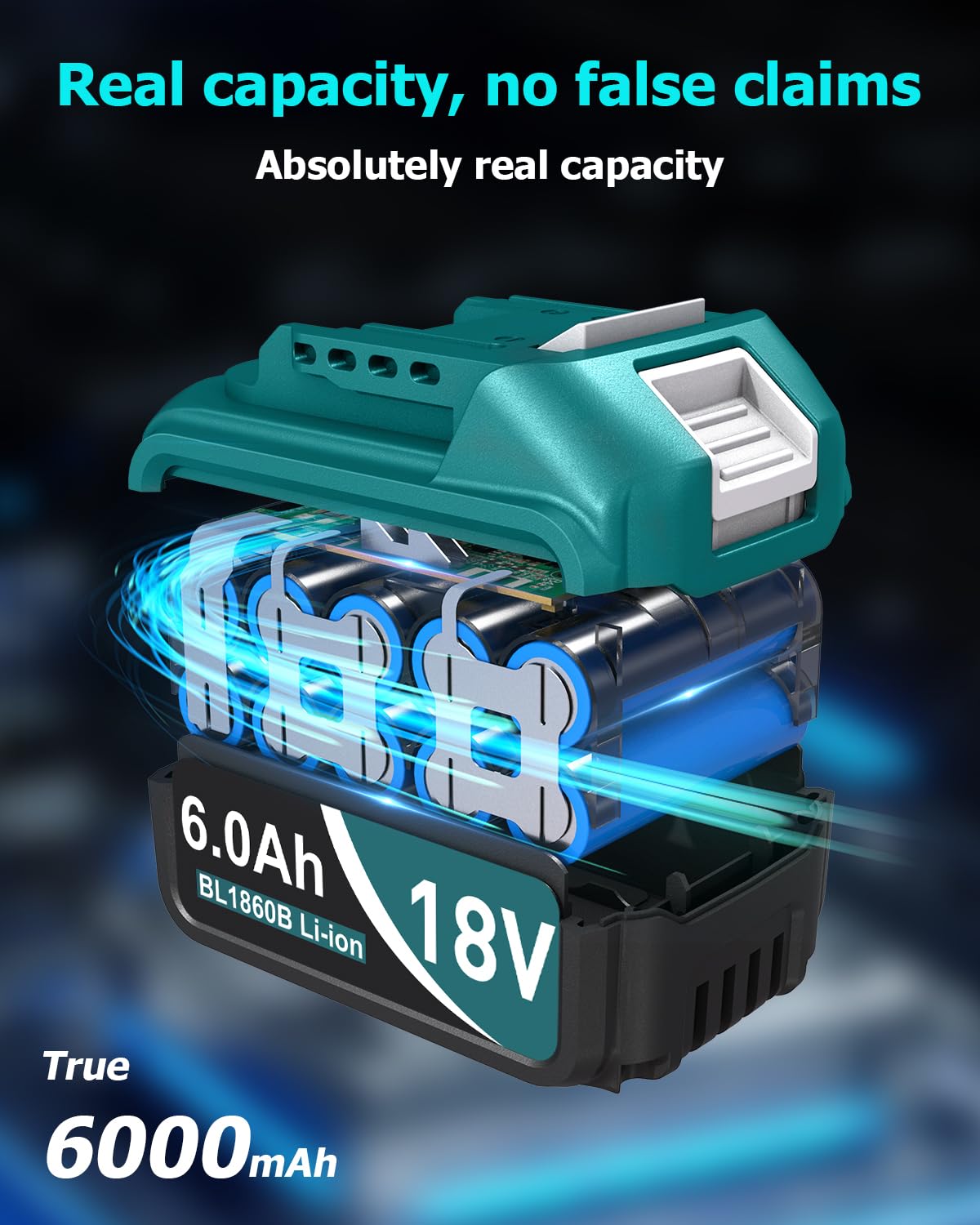 5.5Ah Ersatzakku 18V Für Makita BL1860B – Kompatibel Mit Vielen Makita 18V Geräten, Mit LED-Ladeanzeige