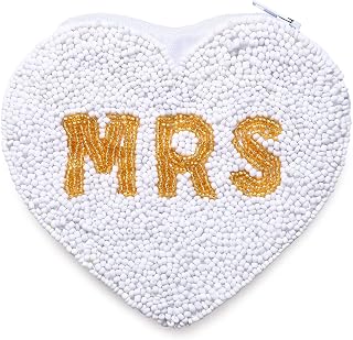 Bride Coin Purse, Beaded MRS Purse Pouch, Handmade Change Purse Wallet with Zipper, Wedding Bridal Gifts, Engagement Bridal Shower Gifts