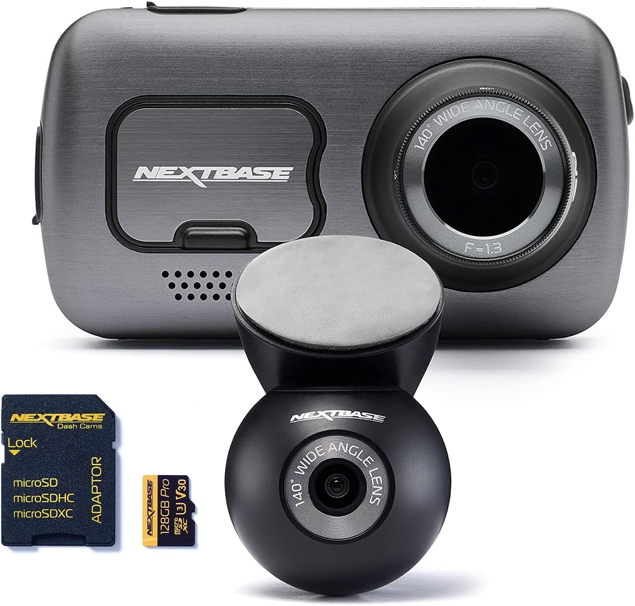 Nextbase622GW Dash Cam with Rear Window Cam and 128GB Micro SD Memory Card Bundle - True 4K 30fps UHD Auto Record, Dash Cam Front and Rear with Wi-Fi, GPS, Bluetooth, Alexa, Parking Mode