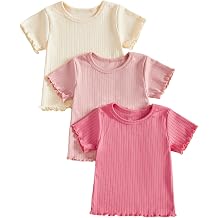 3 Pack Tops Solid Color Ribbed Ice Silk Short Sleeve T-Shirts