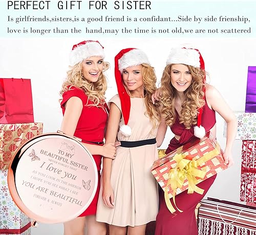 Miniatura 3 de HYOUCHANG 2 piezas de regalos para hermanas, regalos para mujeres, espejo de maquillaje compacto, regalo de dama de honor, cumpleaños, día de San