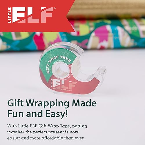 Miniatura 2 de Little ELF Cinta, 6 rollos, 34 x 650 pulgadas, transparente, cinta transparente para oficina, papel de regalo, Navidad