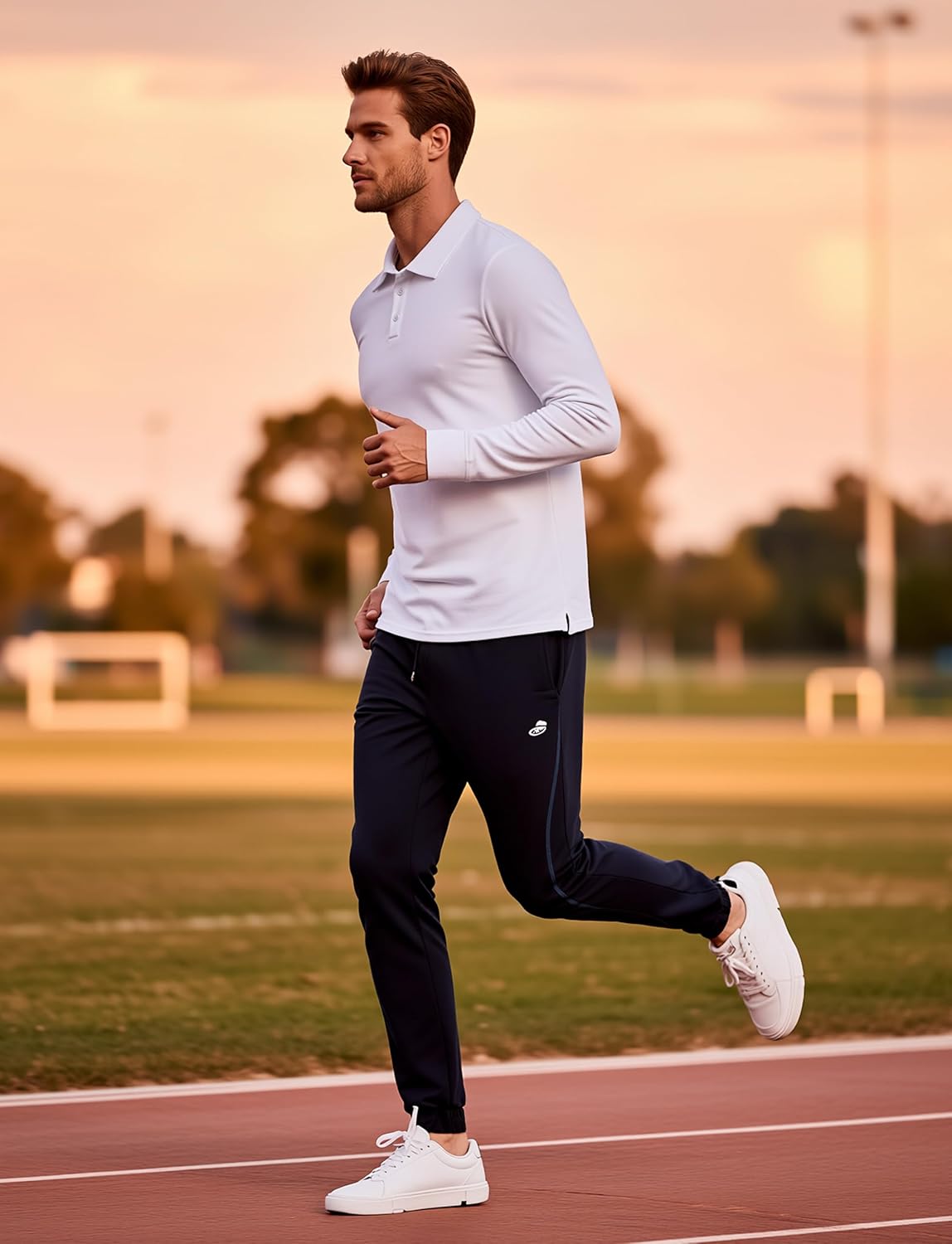 Men's Casual Long Sleeve Polo Shirts Performance Side Split Collared Golf Shirts with Sunglass Loop UPF 30+ - Image 4