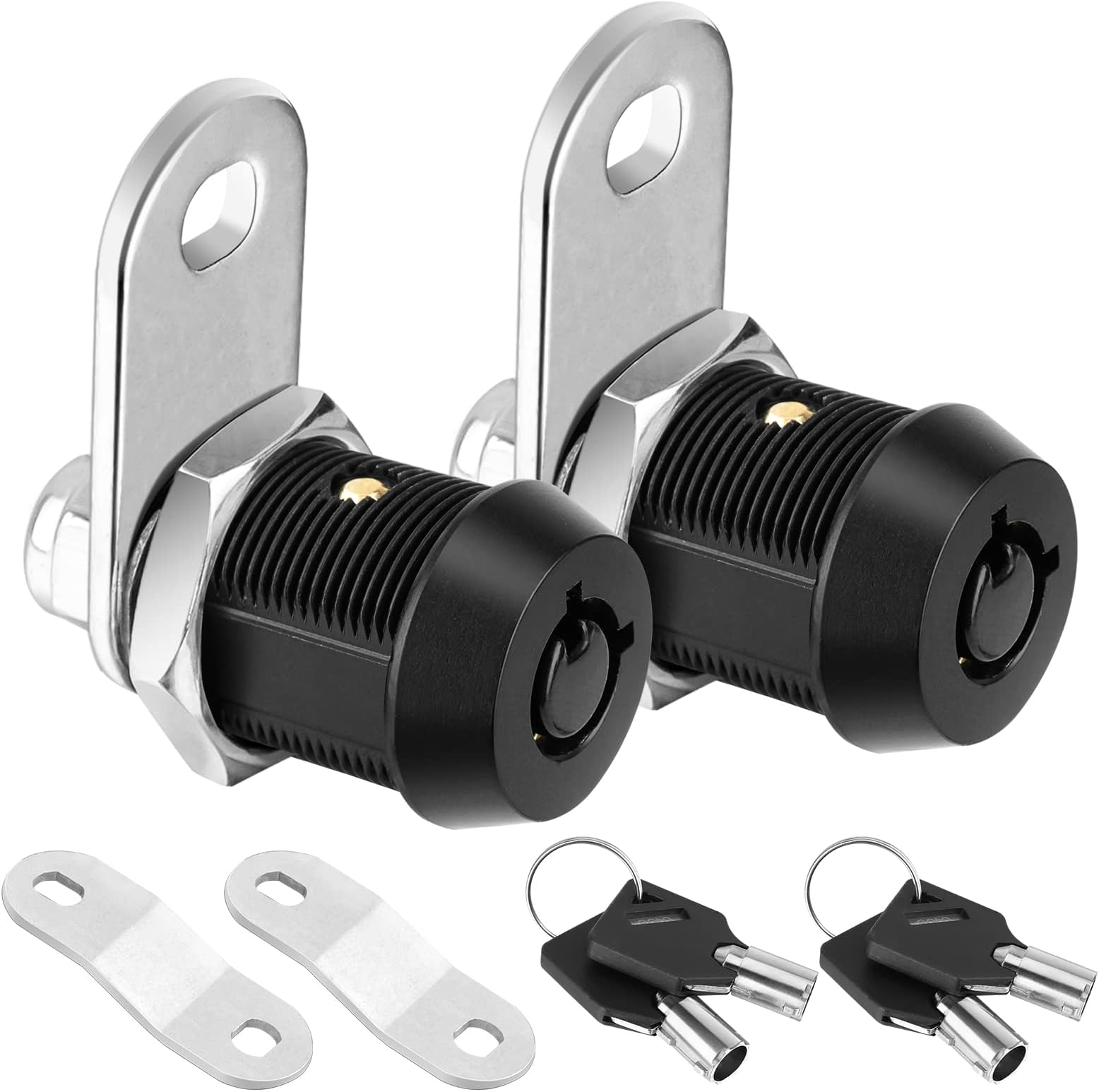 2 Pack Cabinet Lock with Keys, 5/8'' Heavy Duty Tubular Cam Lock for RV Compartment Storage Locks, Full Set of RV Cam Locks (Black, 5/8'', 2 Pack)