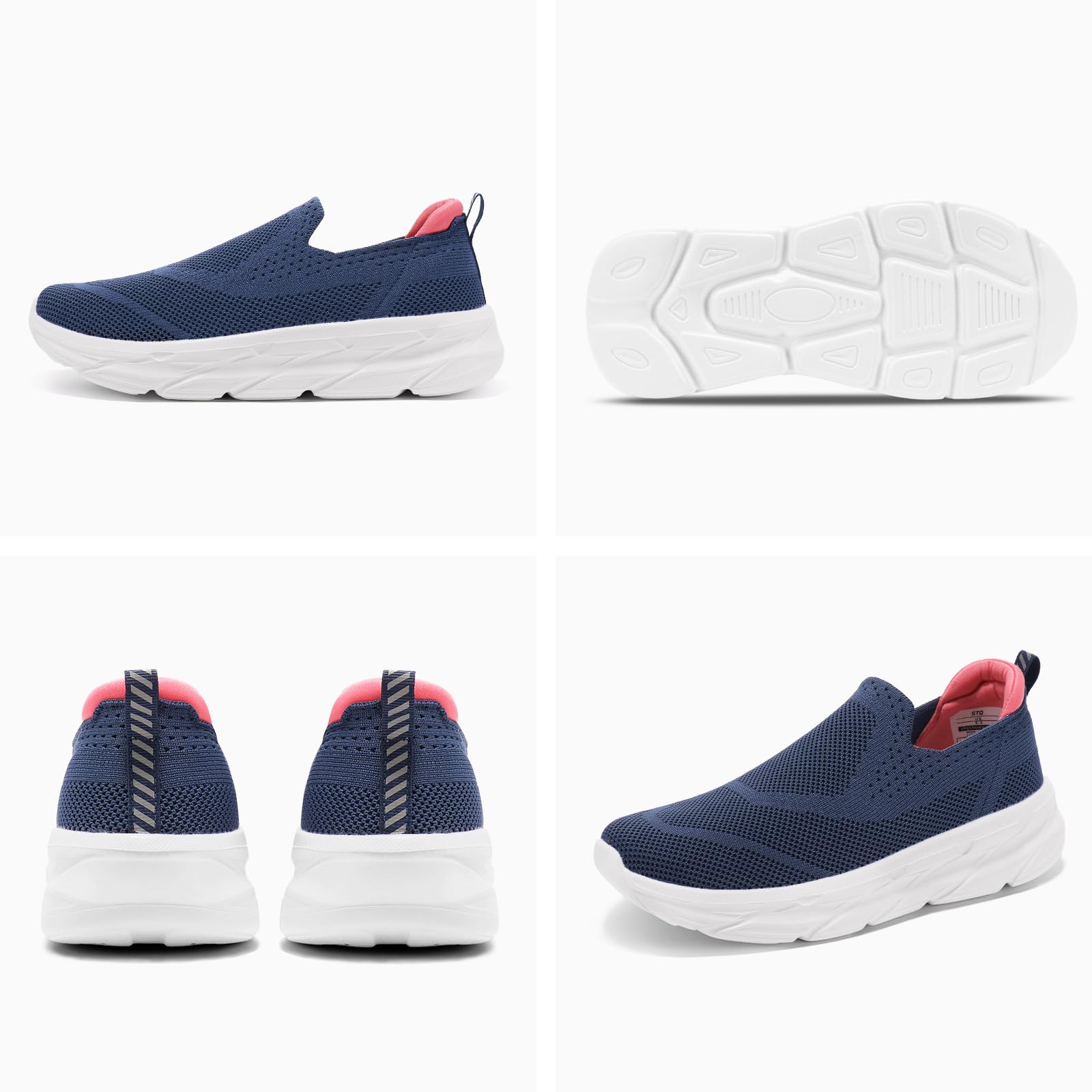 STQ Scarpe da ginnastica da donna senza lacci, con punta larga, comode, da tennis, in memory foam, ortopedico, supporto per arco plantare, per fascite plantare, palestra, fitness