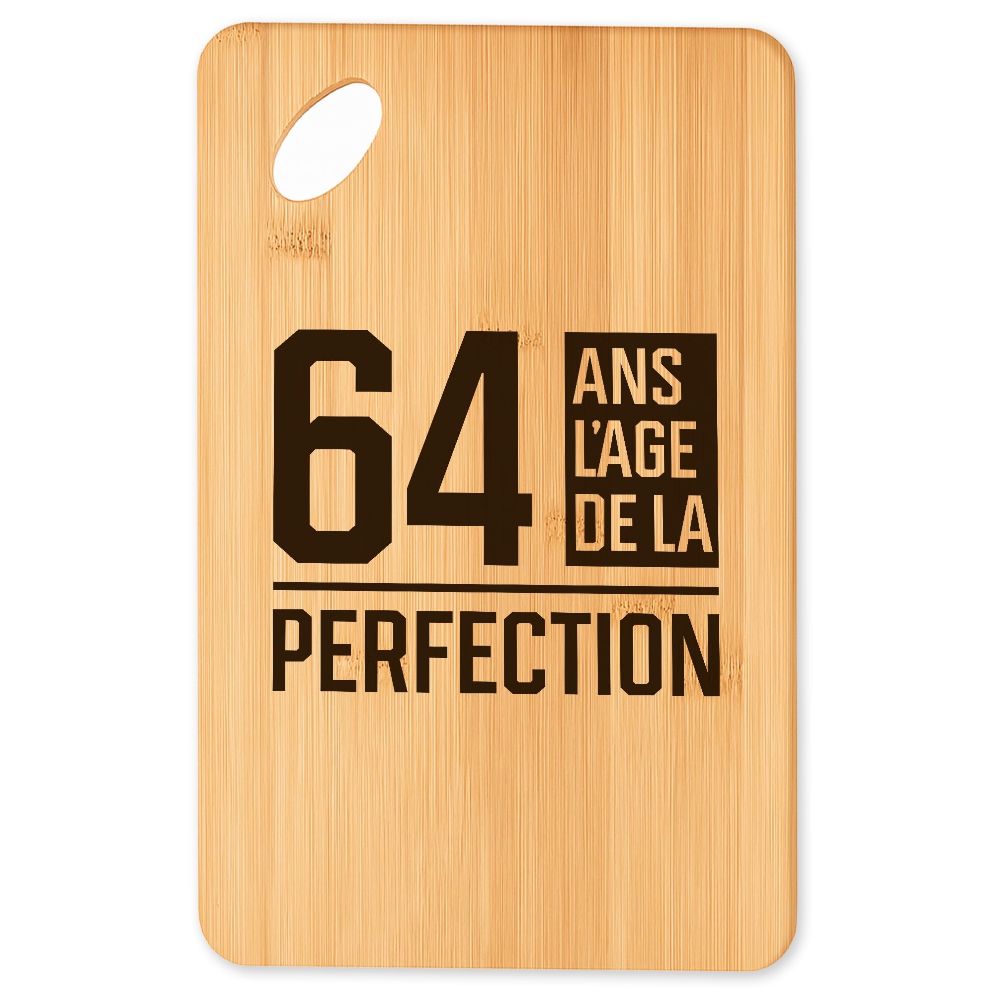 Planche à découper 64 ans en bambou naturel pour plateau apéro entre amis
