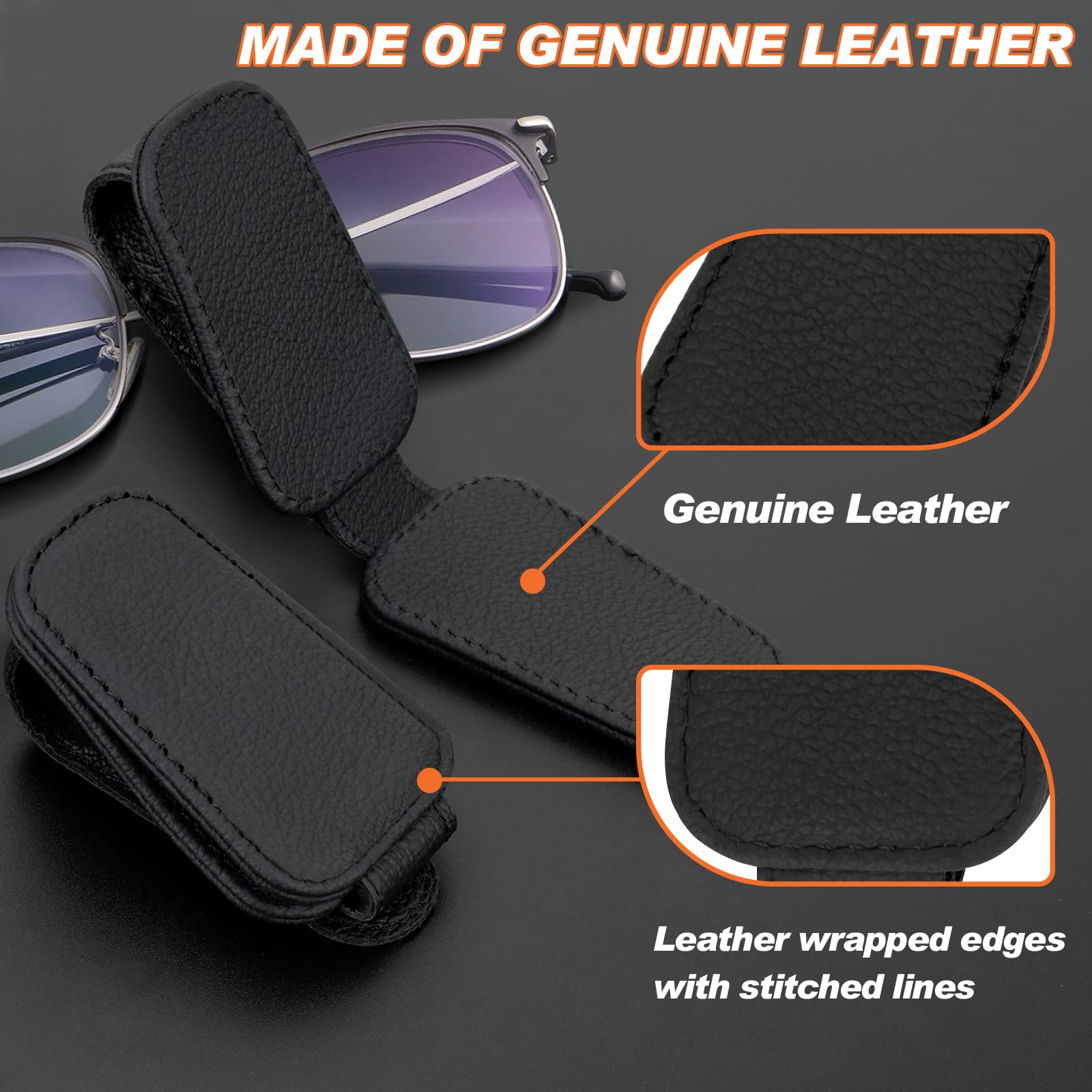 Dafape Magnetic Sunglass Holder For Car Visor - 2 Pack Eyeglass Clip & Ticket Holder Car Accessory (Black)