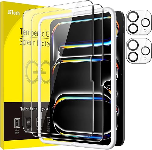 JETech Protector de pantalla para iPad Pro de 13 pulgadas M5/M4 (2025/2024) con protector de lente de cámara, herramienta de fácil instalación,