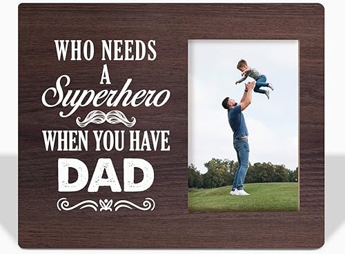 Miniatura 2 de HALUOSI Marco de fotos con texto en inglés "To Dad Gifts Who Needs a Superhero When You Have Dad", marco de fotos de mesa para regalo, regalo de