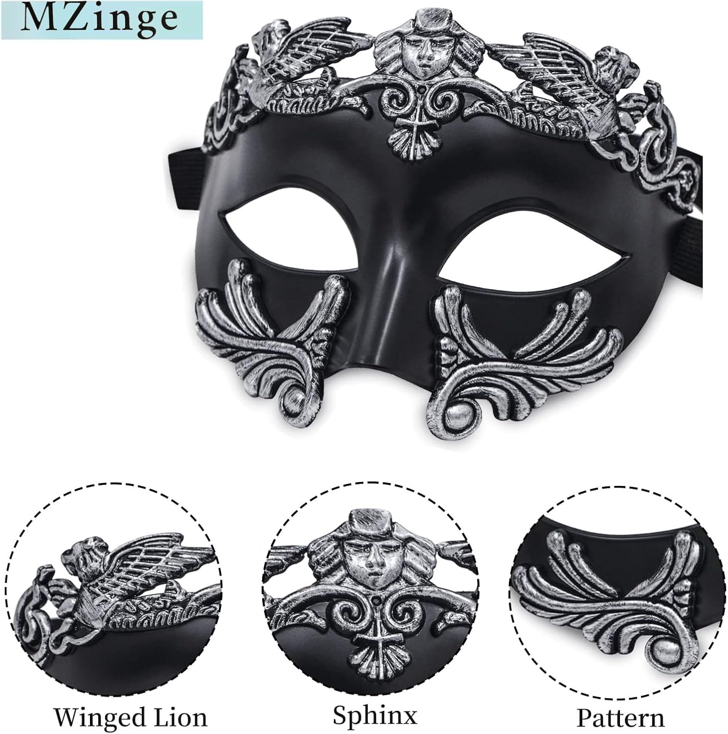 Masquerade Mask for Men - Roman Greek Mask - Venetian Half Face Mask for Mascarade Ball Mardi Gras Halloween Party - Image 3