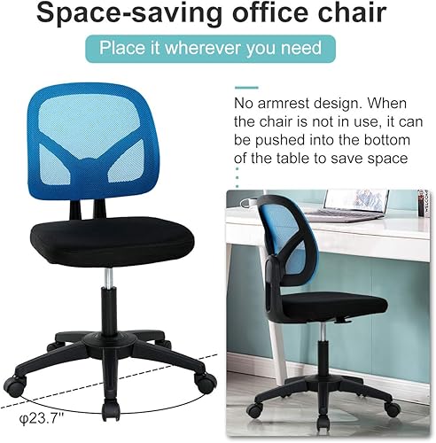 Miniatura 4 de Silla de oficina Silla de escritorio Silla de ordenador ergonómica con respaldo bajo de malla con soporte lumbar sin brazos, altura ajustable