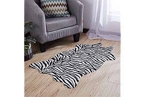 Zebra Print Faux Fur Area Rug for Home Decor