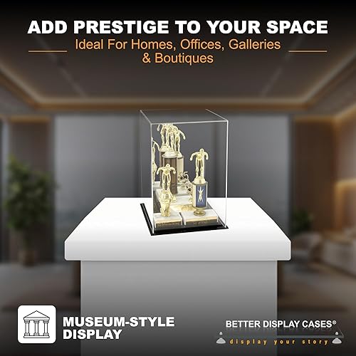 Vista 524 de Better Display Cases Versátil vitrina de acrílico transparente - Caja rectangular grande con base blanca 18" x 12" x 3" (BK09)
