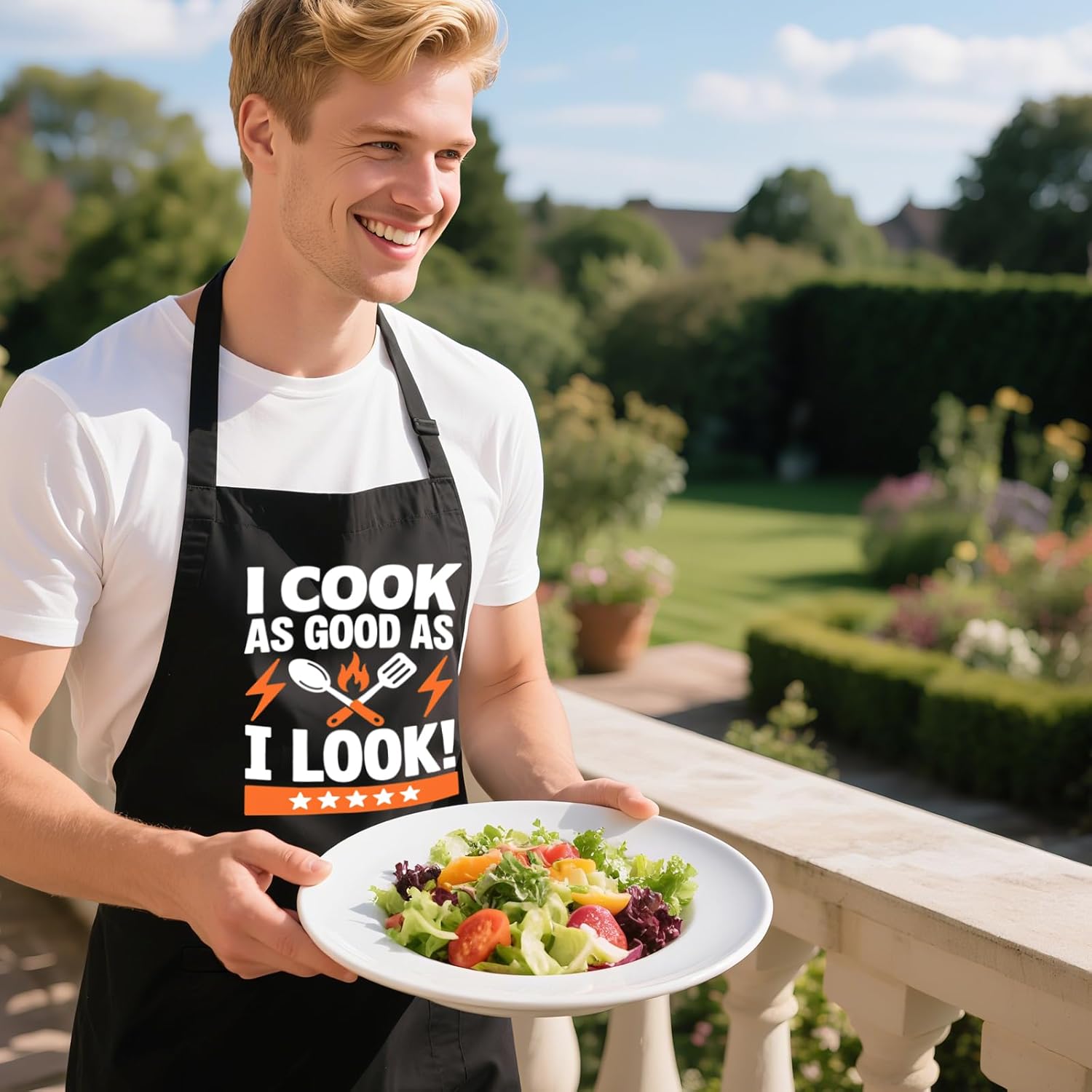 Funny Grilling Aprons for Men with 2 Pockets - Adjustable BBQ Cooking Apron, Dad Gifts for Birthday Father's Day - Image 4