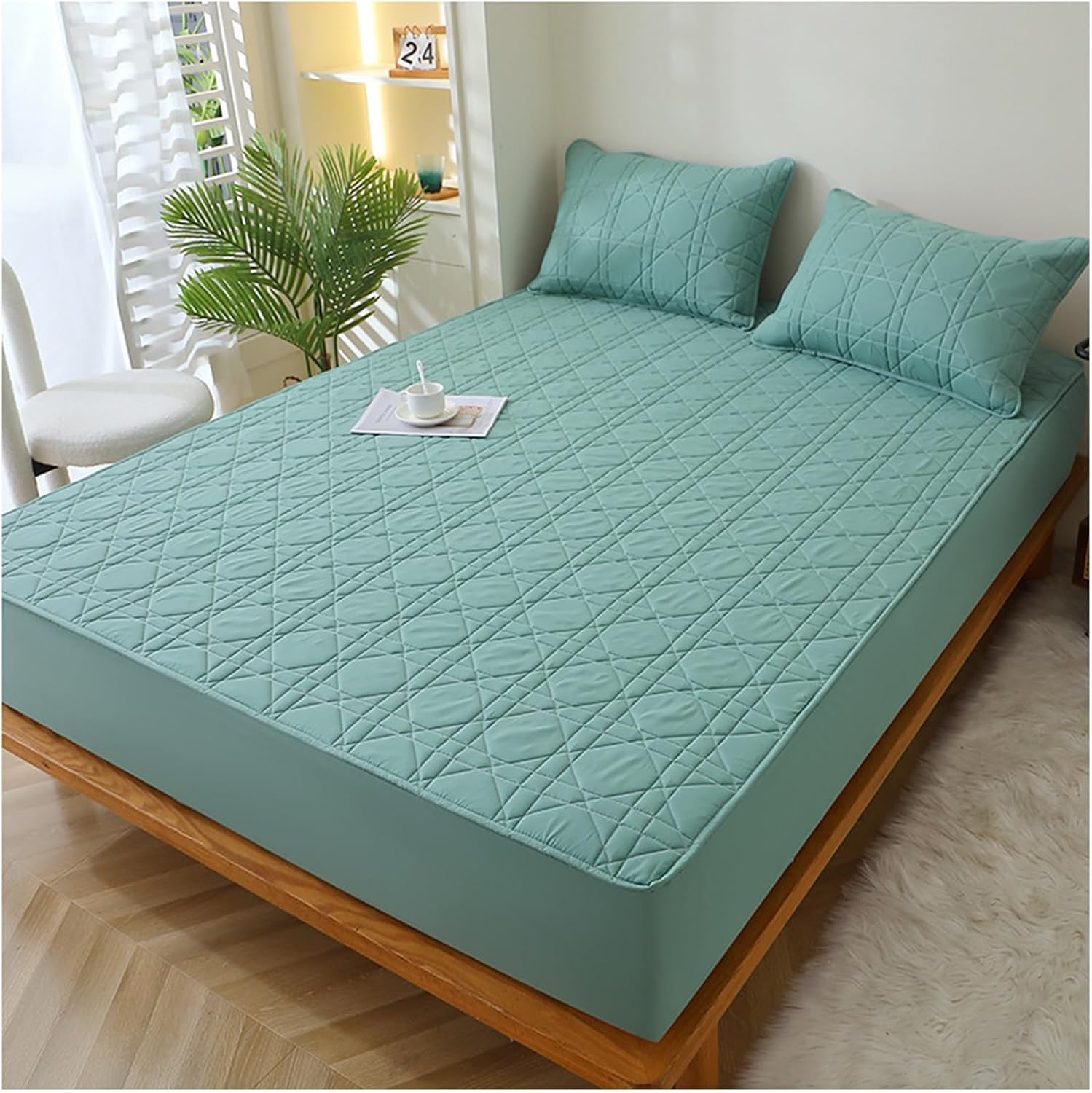 Mattress Cover, Quilted Mattress Protector, Quilted Mattress Cover, Fitted Sheets, Washable Breathable Mattress Cover (C, 90 x 200 cm)