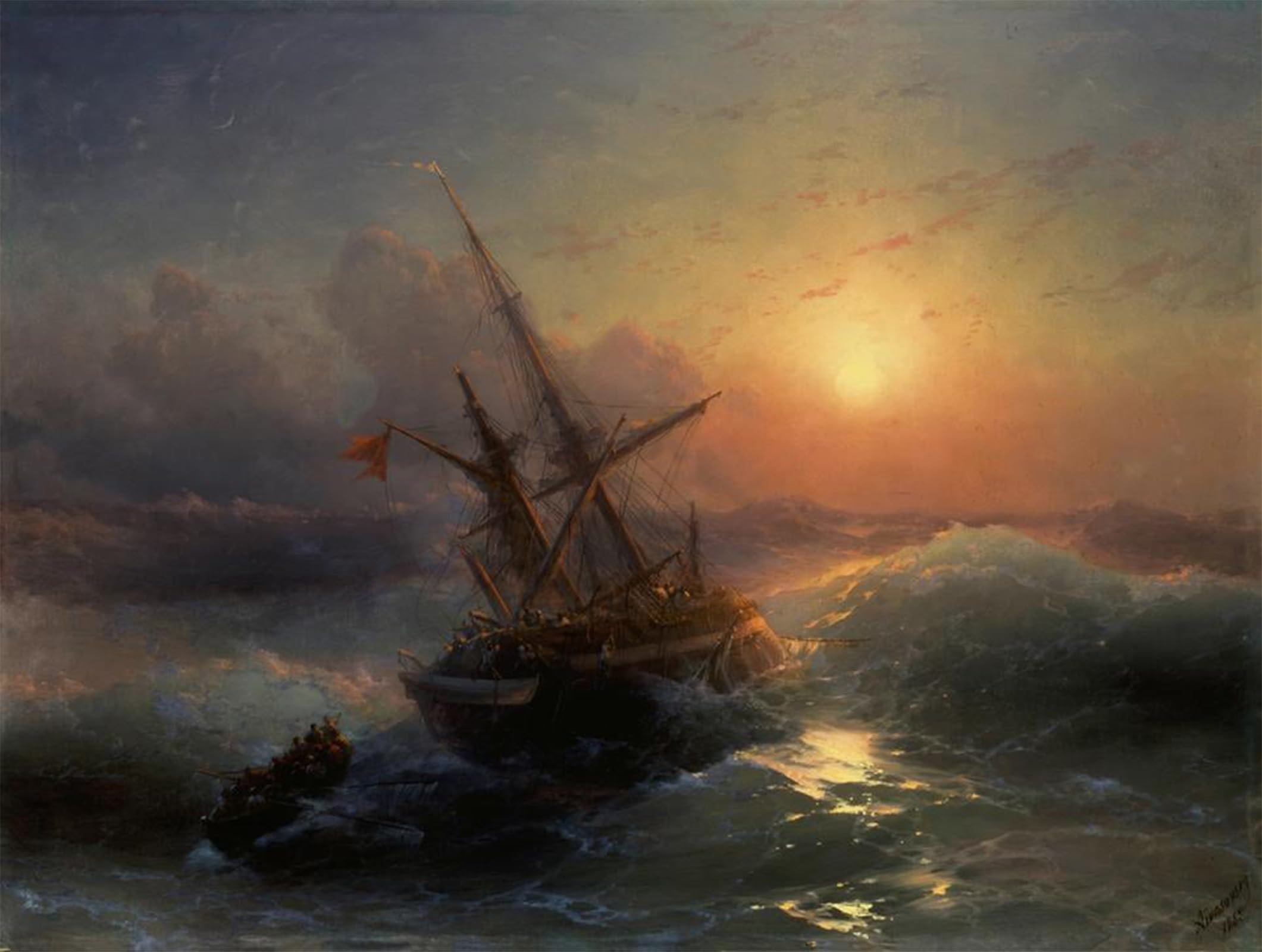 POSTERIIk Vintage Art Print Images Pictures Print the Shipwreck by Ivan Konstantinovich Aivazovsky Modern Colour Posters for Office Home Decor 60x90cm