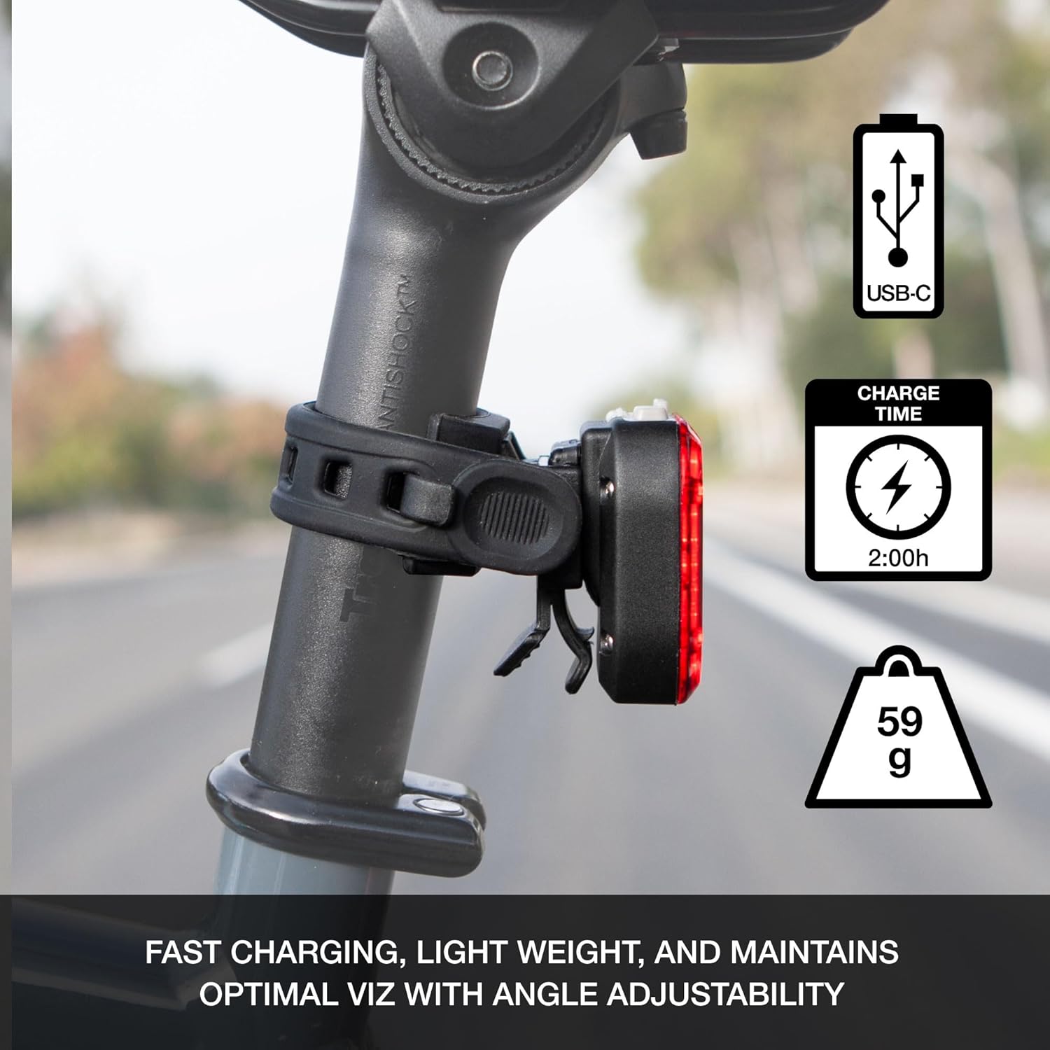 NiteRider Vmax+ 180 Rear Light mounted on a bicycle seatpost