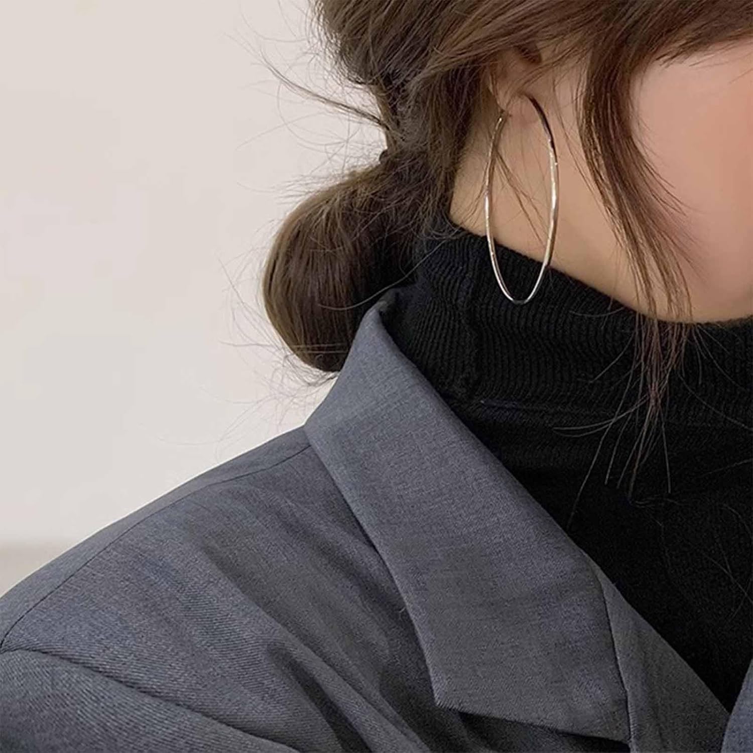 Bohemian Big Circle Earrings Silver Geometric Hoop Earrings Large Hollow Circle Earrings Minimalist Circle Hoop Earrings Jewelry for Women - Image 6