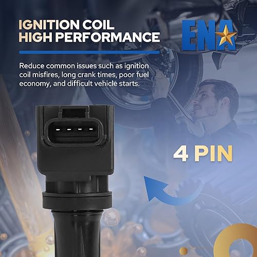 Miniatura 6 de ENA Paquete de bobinas de encendido UF656 compatible con Mazda 3 Sport 6 CX3 CX5 CX9 MX5 Miata 2012 2013 2014 2015 2016 2017 2018 2019 2020 2.0L