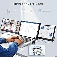 Vista 3 de Monitor Portátil Triple P2 para Laptop, Extensor de Pantalla de 12 Pulgadas, Extensor de Monitores Duales FHD 1080P, Pantalla IPS